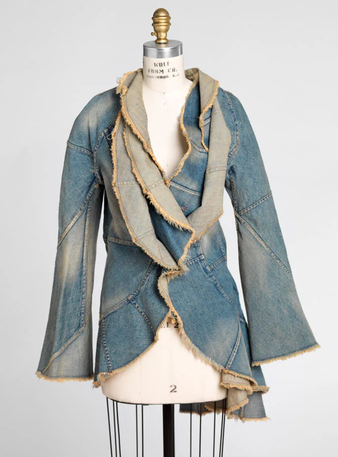 Veste en jean effet patchwork